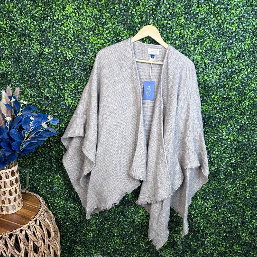 Raw hem oatmeal color‎ Shawl nwt
